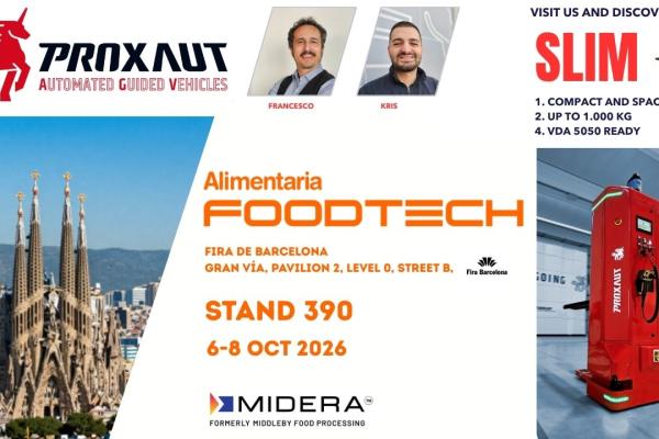 Alimentaria FoodTech 2026: PROXAUT porta gli AGV al centro dell’automazione per l’industria alimentare e delle bevande.