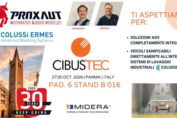CIBUSTEC 2026: PROXAUT presenta a Parma le proprie soluzioni AGV per il settore food & beverage